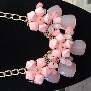 Pink Beaded Flower Necklace